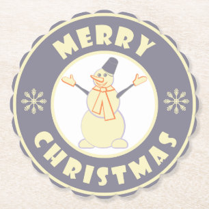 Vrolijke Kerstmis gelukkige sneeuwman beroemde kof Kartonnen Onderzetters