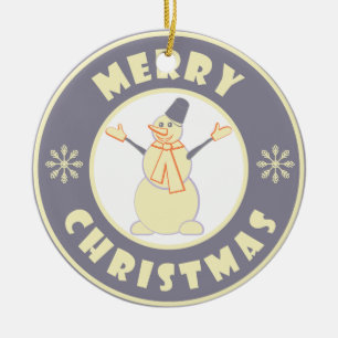 Vrolijke Kerstmis gelukkige sneeuwman beroemde kof Keramisch Ornament