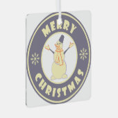 Vrolijke Kerstmis gelukkige sneeuwman beroemde kof Metalen Ornament (Voorkant Rechts)