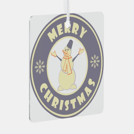 Vrolijke Kerstmis gelukkige sneeuwman beroemde kof Metalen Ornament (Voorkant Rechts)