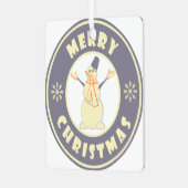 Vrolijke Kerstmis gelukkige sneeuwman beroemde kof Metalen Ornament (Voorkant links)