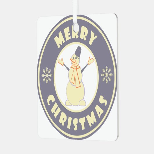 Vrolijke Kerstmis gelukkige sneeuwman beroemde kof Metalen Ornament (Voorkant links)