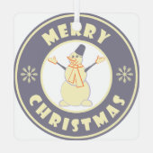 Vrolijke Kerstmis gelukkige sneeuwman beroemde kof Metalen Ornament (Achterkant)