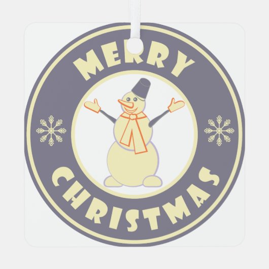 Vrolijke Kerstmis gelukkige sneeuwman beroemde kof Metalen Ornament (Achterkant)