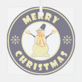 Vrolijke Kerstmis gelukkige sneeuwman beroemde kof Metalen Ornament (Voorkant)