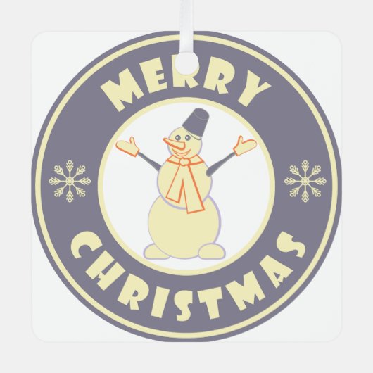 Vrolijke Kerstmis gelukkige sneeuwman beroemde kof Metalen Ornament (Voorkant)