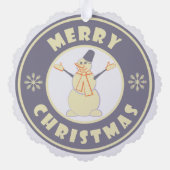 Vrolijke Kerstmis gelukkige sneeuwman beroemde kof Ornament Kaart (Achterkant)