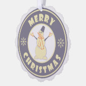 Vrolijke Kerstmis gelukkige sneeuwman beroemde kof Ornament Kaart (Links)