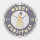 Vrolijke Kerstmis gelukkige sneeuwman beroemde kof Ornament Kaart (Voorkant)