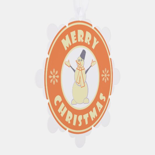 Vrolijke Kerstmis gelukkige sneeuwman beroemde kof Ornament Kaart (Rechts)