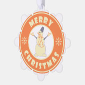 Vrolijke Kerstmis gelukkige sneeuwman beroemde kof Ornament Kaart (Links)