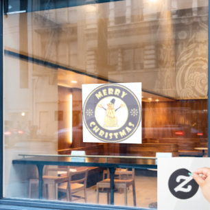 Vrolijke Kerstmis gelukkige sneeuwman beroemde kof Raamsticker