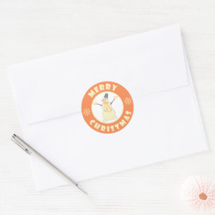 Vrolijke Kerstmis gelukkige sneeuwman beroemde kof Ronde Sticker