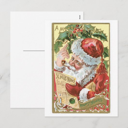 Vrolijke Kerstmis - Gelukkige Uren Feestdagenkaart (Voorkant / Achterkant)