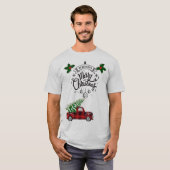 Vrolijke Kerstmis geruite vrachtwagen T-shirt (Voorkant volledig)
