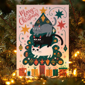 Vrolijke Kerstmis Gestapelde Katten Feestdagen Kaart