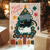 Vrolijke Kerstmis Gestapelde Katten Feestdagen Kaart