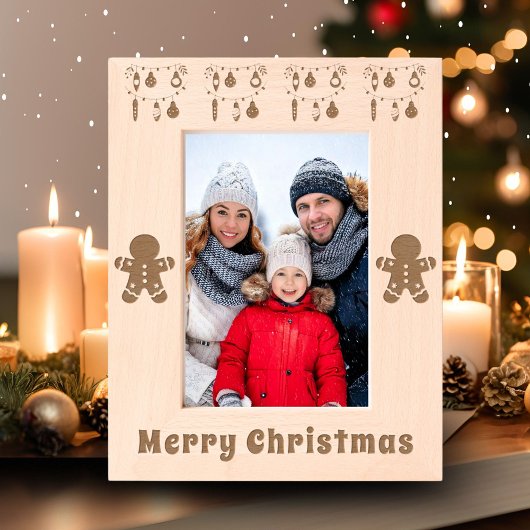 Vrolijke Kerstmis Gingerbread Man Decor Foto Gegraveerde Lijstjes