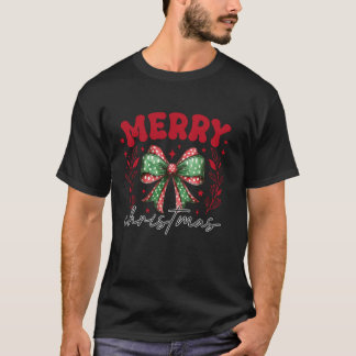 Vrolijke Kerstmis Girly Coquette Bow Matching Grou T-shirt