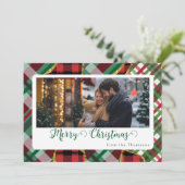 Vrolijke Kerstmis glitter geruite raster foto Feestdagenkaart (Staand voorkant)