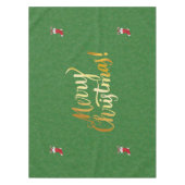 Vrolijke Kerstmis Gnomen in Rode Kousen Groen Goud Tafelkleed (Voorkant)