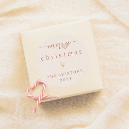 Vrolijke Kerstmis & Gouden Hartcrème Vakantie Ronde Sticker