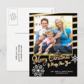 Vrolijke Kerstmis, Gouden & Zwarte Kerstmis van de Feestdagenkaart (Voorkant / Achterkant)