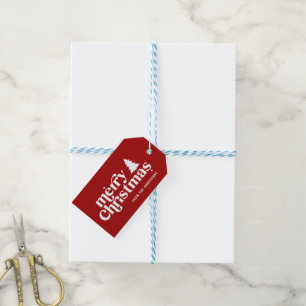 Vrolijke Kerstmis grafische retro lettertype vakan Cadeaulabel