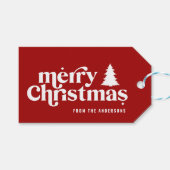 Vrolijke Kerstmis grafische retro lettertype vakan Cadeaulabel (Voorkant (Horizontaal))