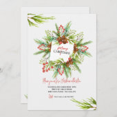 Vrolijke Kerstmis Groenen Uitnodiging (Voorkant / Achterkant)