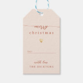 Vrolijke Kerstmis & Hartcrème vakantie Cadeaulabel (Voorkant)