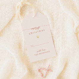 Vrolijke Kerstmis & Hartcrème vakantie Cadeaulabel