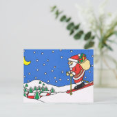 Vrolijke Kerstmis, het Ski?en Kerstman Feestdagenkaart (Staand voorkant)