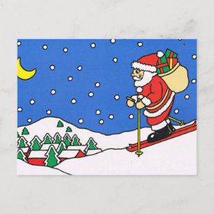 Vrolijke Kerstmis, het Ski?en Kerstman Feestdagenkaart