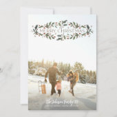 Vrolijke Kerstmis Holly Foto Feestdagenkaart (Voorkant)