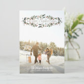 Vrolijke Kerstmis Holly Foto Feestdagenkaart (Staand voorkant)