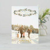 Vrolijke Kerstmis Holly Foto Folie Feestdagenkaart (Staand Voorkant)