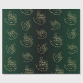 Vrolijke Kerstmis Holly Groene Groet Vakantie Cadeaupapier (Vlak)