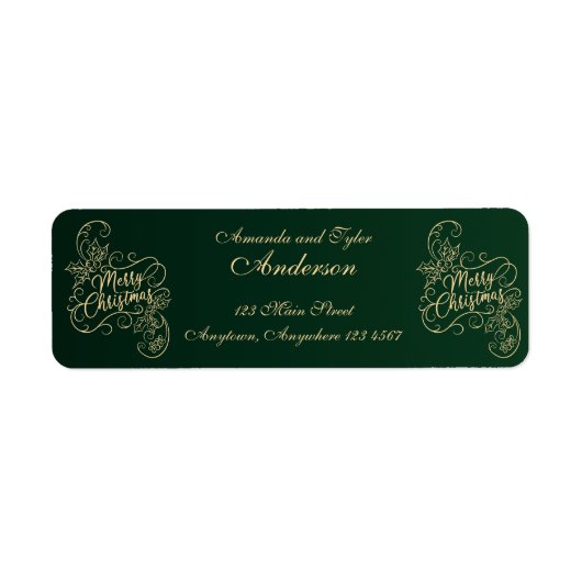 Vrolijke Kerstmis Holly Groene Groet Vakantie Etiket (Voorkant)