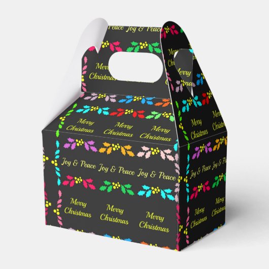 Vrolijke Kerstmis Holly Party Favor Boxes Bedankdoosjes (Achterkant)