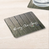 Vrolijke Kerstmis Holly Zwarte Schuur deur boerder Kartonnen Onderzetters (Schuin)