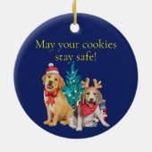 Vrolijke Kerstmis Hond met Neus in Krans Keramisch Ornament (Achterkant)