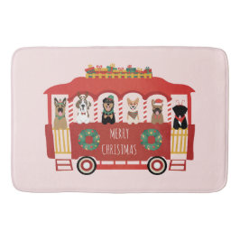 Vrolijke Kerstmis Honden Vakantie Trolly Badmat