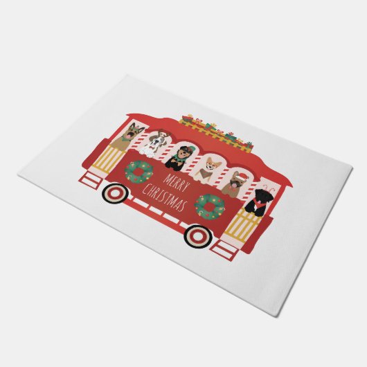 Vrolijke Kerstmis Honden Vakantie Trolly Deurmat (Schuin)