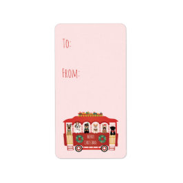 Vrolijke Kerstmis Honden Vakantie Trolly Etiket