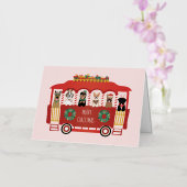Vrolijke Kerstmis Honden Vakantie Trolly Folie Wenskaart (Orchidee)