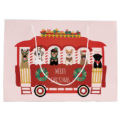 Vrolijke Kerstmis Honden Vakantie Trolly Groot Cadeauzakje (Achterkant)