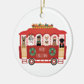 Vrolijke Kerstmis Honden Vakantie Trolly Keramisch Ornament (Links)