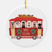 Vrolijke Kerstmis Honden Vakantie Trolly Keramisch Ornament (Achterkant)