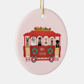Vrolijke Kerstmis Honden Vakantie Trolly Keramisch Ornament (Rechts)